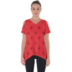 Spiders Pattern Seamless Arachnids Cut Out Side Drop T-shirt by Maspions