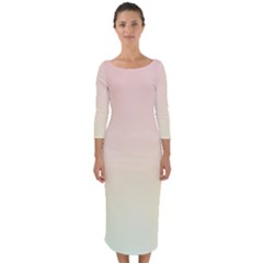 Rainbow Pastel, Purple, Gradient, Light, Led, Pink, Simple Quarter Sleeve Midi Bodycon Dress