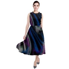 Multicolored Abstract Dynamic Shapes Print Round Neck Boho Dress by dflcprintsclothing