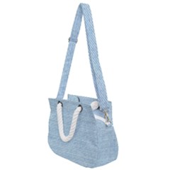 Blue Denim Texture, Macro Rope Handles Shoulder Strap Bag by kyorashop23