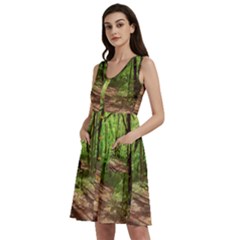 Peaceful Green Forest Walk Sleeveless Dress With Pocket