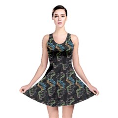 Multicolored Dna Strand Art Reversible Skater Dress