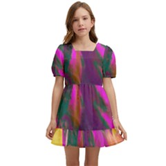 Vibrant Abstract Equine Art Kids  Short Sleeve Dolly Dress by ExtraAwesomeSauce