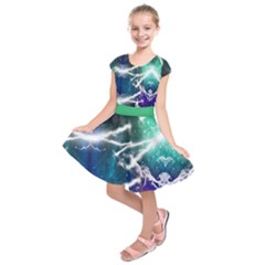 Light Green Thunder Kids  Short Sleeve Dress