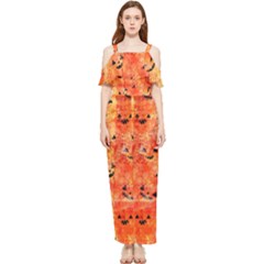 Carved Pumpkin Faces Draped Sleeveless Chiffon Jumpsuit