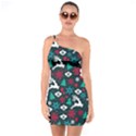 Holiday Season Pattern One Shoulder Ring Trim Bodycon Dress View1