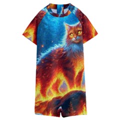 Enchanted Fire Feline Kids  Boyleg Half Suit Swimwear by ExtraAwesomeSauce