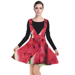 Watermelon, Fruit, Green, Red Plunge Pinafore Dress