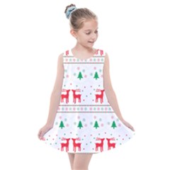 Red Green And Blue Christmas Themed Illustration Kids  Summer Dress