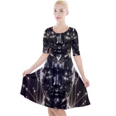 Robotics Robot Technology Future Quarter Sleeve A-line Dress With Pockets