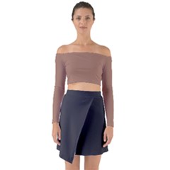 Mocha Mousse Hex Code #a47864 Long Sleeve Off Shoulder Crop Top