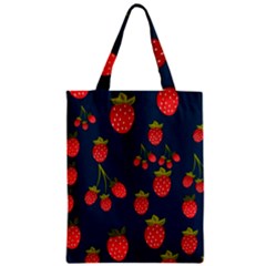 Strawberry Texture, Blue Background With Strawberries Zipper Classic Tote Bag