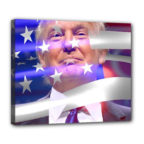 Donald Trump Flag Deluxe Canvas 24  X 20  (stretched) by vintagetrump