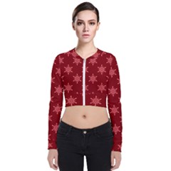 Illustrations Red Abstract Pattern Seamless Texture Long Sleeve Zip Up Bomber Jacket