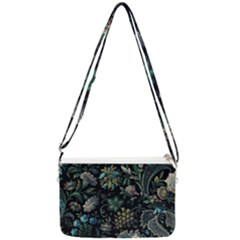 Pattern Flowers Plants Leaves Double Gusset Crossbody Bag by Posterlux