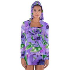 Purple Flower Nature Long Sleeve Hooded T-shirt