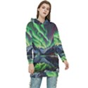 Lake Mountains Aorora Northern Lights Snow Women s Long Oversized Pullover Hoodie View1