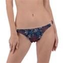 Retro Texture With Orange Flowers Floral Ring Detail Bikini Bottoms View1