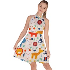 Pet Animal 03 Sleeveless Halter Neck A-line Dress