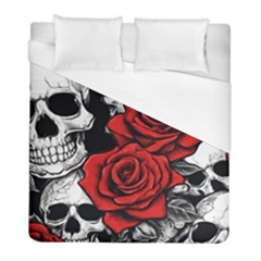 Roses And Skulls Duvet Cover (full/ Double Size) by pollyparadiseartshop