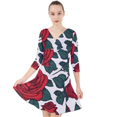 29 Quarter Sleeve Front Wrap Dress