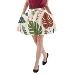 Leaves Autumn A-line Pocket Skirt