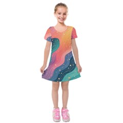 Art Abstract Pattern Kids  Short Sleeve Velvet Dress by Salmanaz77