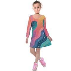 Art Abstract Pattern Kids  Long Sleeve Velvet Dress by Salmanaz77