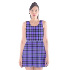 Blue Tartan Plaid 1 Scoop Neck Skater Dress