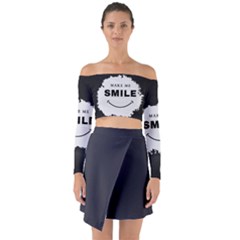 Black And White Simple Make Me Smile T Shirt 20250203 014057 0000 Long Sleeve Off Shoulder Crop Top