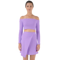 Luscious Lavender Hex #cca3e7 Off Shoulder Top With Skirt Set