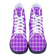 Purple Plaid Tartan 3 Men s High-top Canvas Sneakers by dressshop