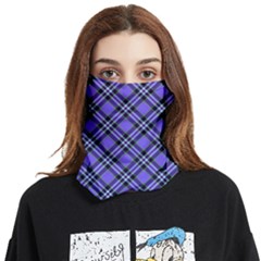 Blue Tartan Plaid 1 Diagonal Face Covering Bandana (two Sides) by dressshop