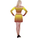 Electric Yellow To Burgundy Red Linear Gradient Off Shoulder Top with Mini Skirt Set View2