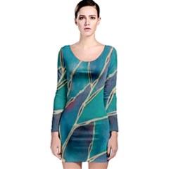 Aqua Batik, Abstract, Colorful Long Sleeve Bodycon Dress by kyorashop23