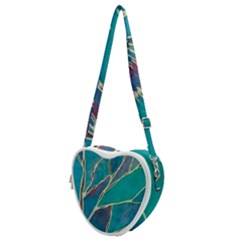 Aqua Batik, Abstract, Colorful Heart Shoulder Bag by kyorashop23