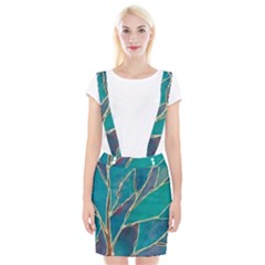 Aqua Batik, Abstract, Colorful Braces Suspender Skirt