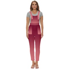 Burgundy Red To Coral Pink Linear Gradient Women s Pinafore Overalls Jumpsuit