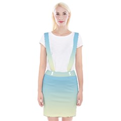 Baby Blue To Cream Yellow Linear Gradient Braces Suspender Skirt