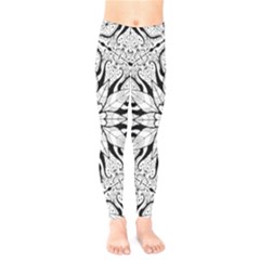 Seamless Tiling Pattern Hand Drawn Black White Kids  Leggings