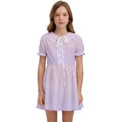 Pale Pink To Pale Violet Linear Gradient Kids  Sweet Collar Dress by GradientsOmbre