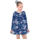 Blue, Camouflage, Cool, Navy, New, Pattern Kids  Long Sleeve Dress View1