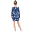 Blue, Camouflage, Cool, Navy, New, Pattern Kids  Long Sleeve Dress View2