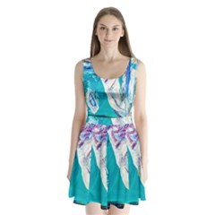 Seascape Split Back Mini Dress 