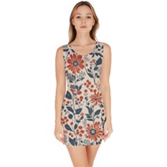 Retro Scandinavian Nordic Flowers Pattern Bodycon Dress