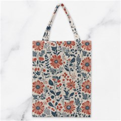 Retro Scandinavian Nordic Flowers Pattern Classic Tote Bag by violetheavensky