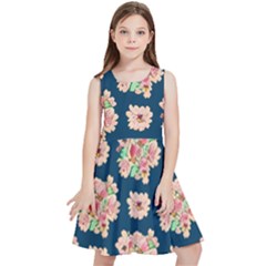 Retro 1880s Flowers Pattern 7 Kids  Skater Dress