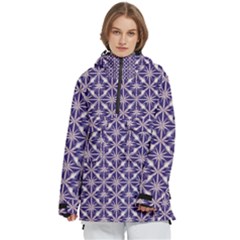 Royal Fractal Pattern 4 Women s Pullover Zip Ski And Snowboard Waterproof Breathable Jacket by violetheavensky