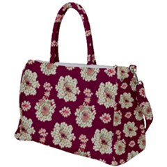 Retro 1880s Flowers Pattern Duffel Travel Bag by violetheavensky