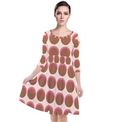 Retro 40s 50s Cupcake Pattern Quarter Sleeve Waist Band Dress